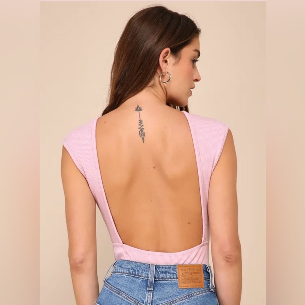 Lulus Wonderfully Sweet Dusty Mauve Cap Sleeve Backless Bodysuit Pink - Size M